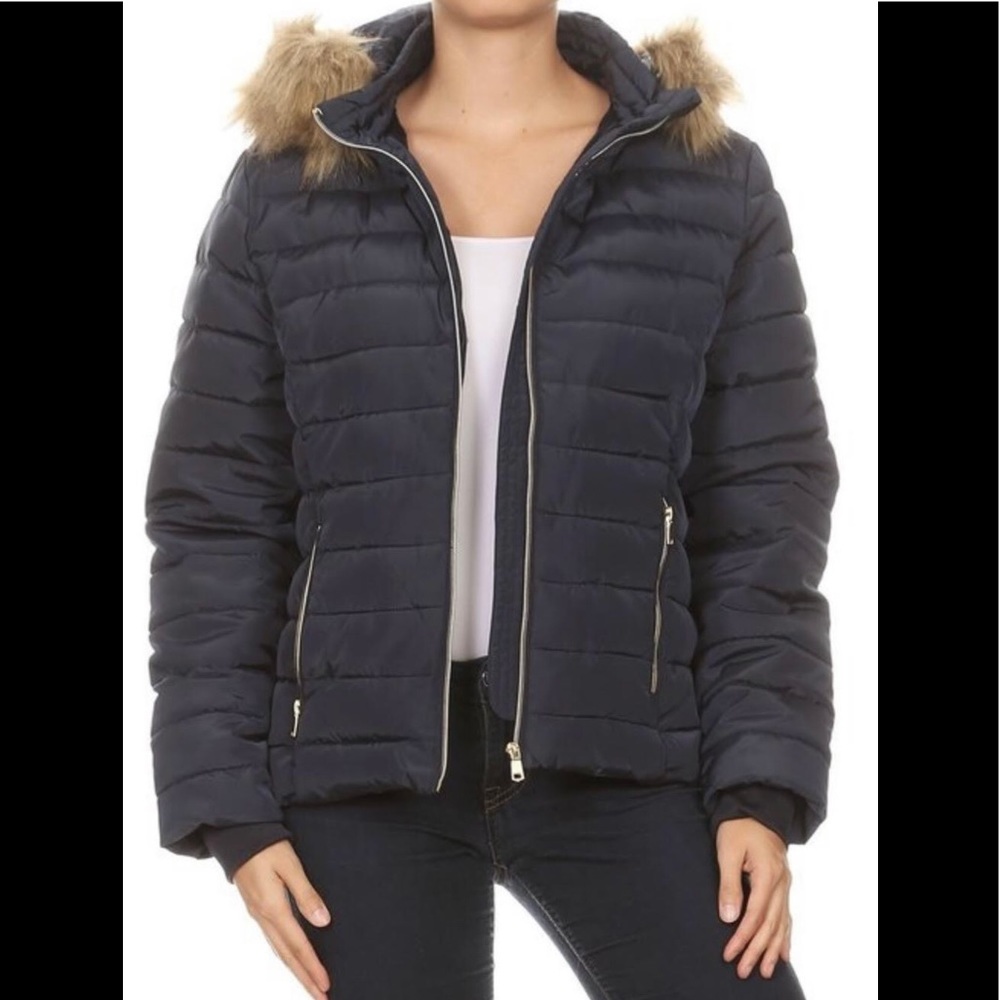 Faux Fur Hood Puffer jacket